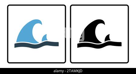 wave icon. icon related to sea. solid icon style, duo tone. simple vector design editable Stock Vector