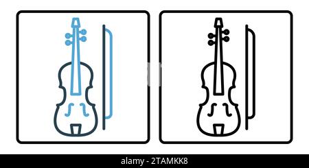 violin icon. icon related to music, music instrument. line icon style. simple vector design editable Stock Vector
