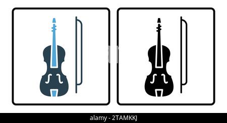 violin icon. icon related to music, music instrument. solid icon style, duo tone. simple vector design editable Stock Vector