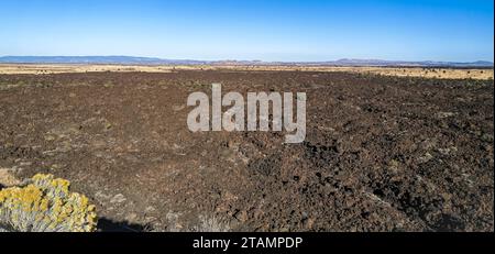 Panorama of the ancient lava flows at Devils Homestead at the Lava Beds National Monument in California, USA Stock Photo