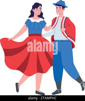 chile cueca dancers character Stock Vector