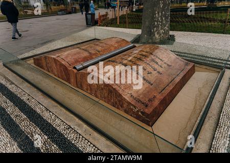 Book Fountain Turning the Page in Gulhane park, Istanbul, turkey - 12th may 2023. High quality photo Stock Photo
