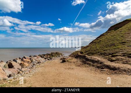 North Sea coast in Mappleton, East Riding of Yorkshire, England, UK Stock Photo