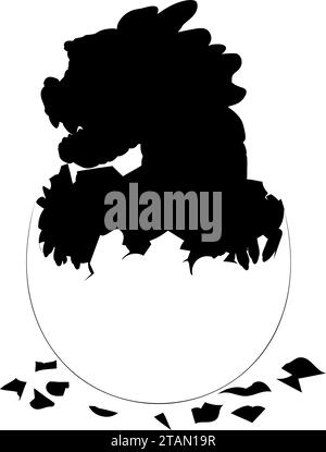 Shape of hatched wooden dragon with paws in egg.  Vector illustration of a wooden little dragon hatched from an egg. Baby dragon in an egg with paws Stock Vector