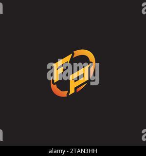 PF combination letter unique initials logo esport for gaming team, youtube, twitch Stock Vector