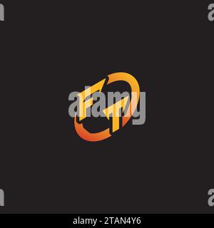 TF combination letter unique initials logo esport for gaming team, youtube, twitch Stock Vector