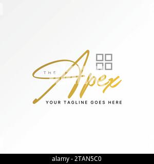 Logo design graphic concept creative abstract premium vector sign unique stock letter initial word APEX window Related to property monogram home house Stock Vector