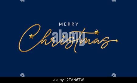 merry Christmas greeting cards calligraphy written in gold foil Stock Vector