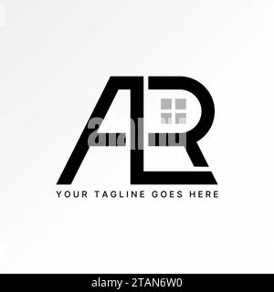 Logo design graphic concept creative abstract premium vector unique sign stock letter initial ALR font with window. Related to property monogram home Stock Vector