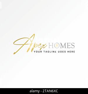 Logo design graphic concept creative abstract premium vector sign unique stock letter initial word APEX HOMES window. Related property monogram house Stock Vector