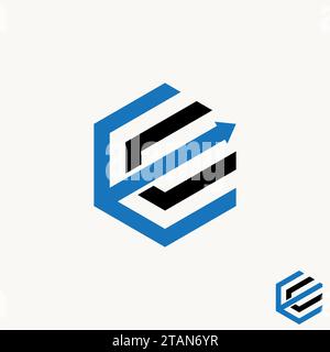 Logo design graphic concept creative premium abstract vector stock unique initial letter CE or EC font hexagon Related to monogram typography branding Stock Vector