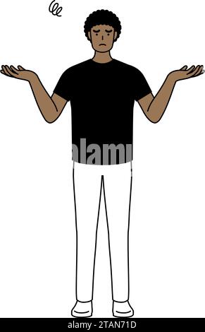 African-American man with his hands outstretched in distress, Vector Illustration Stock Vector