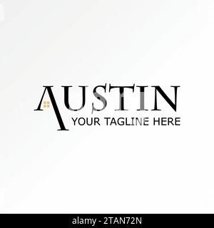 Logo design graphic concept creative abstract premium vector sign unique stock letter initial word AUSTIN roof house Related to property monogram home Stock Vector