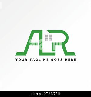 Logo design graphic concept creative abstract premium vector sign unique stock letter initial ALR font with window. Related to property monogram home Stock Vector