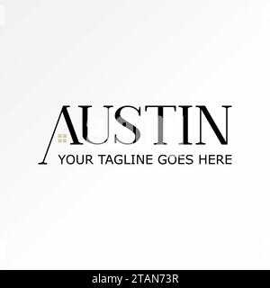 Logo design graphic concept creative premium abstract vector sign unique stock letter initial word AUSTIN roof house Related to property monogram home Stock Vector