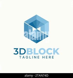 Logo design graphic concept abstract creative premium vector stock 3D infinity hexagon hole illustration. Related mathematic manipulation shape colour Stock Vector