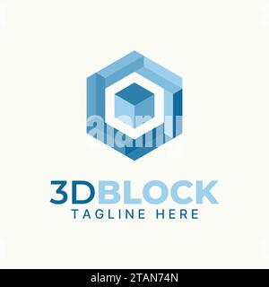 Logo design graphic concept abstract creative premium vector unique stock 3D box hexagon illustration. Related to mathematic manipulation shape colour Stock Vector
