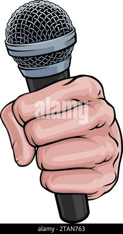 Microphone Fist Hand Comic Book Pop Art Cartoon Stock Vector