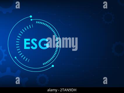 ESG technology is within the technology circle. It is an investment in business, environment, society, and good governance. It is a sustainable invest Stock Vector