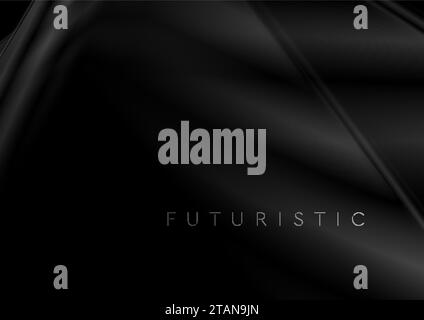 Dark grey smooth geometric element abstract background. Monochrome liquid vector design Stock Vector