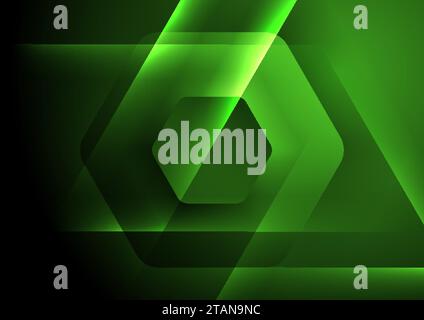 Hi-tech abstract futuristic background with glowing lines and hexagons. Vector design Stock Vector