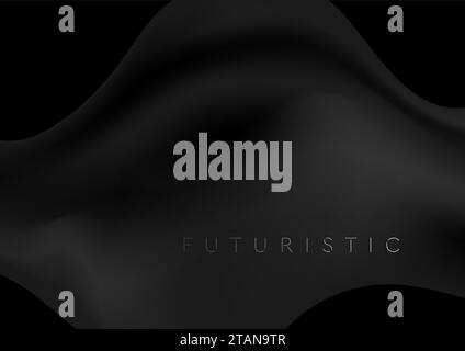 Abstract dark grey liquid wavy shape background. Monochrome smooth vector design Stock Vector
