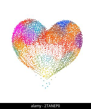 colored heart made of dots. hand drawing. Happy Valentine's Day. Not AI, sstkLOVE . Vector illustration Stock Vector
