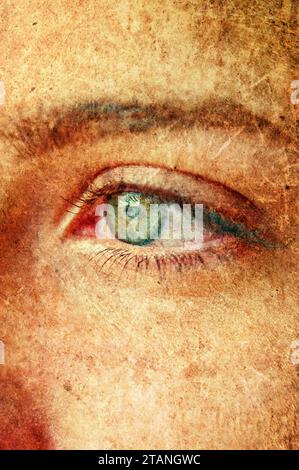 close up of a woman eye with a grunge style effect Stock Photo