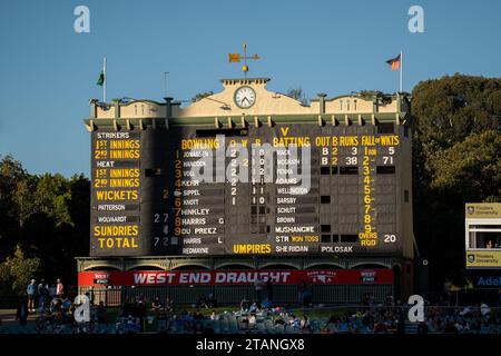 Adelaide, Australia. 02nd Dec, 2023. Adelaide, Australia, December 2nd 2023: The Adelaide Oval scoreboard during the Weber Womens Big Bash League 09 Grand Final game between Adelaide Strikers and Brisbane Heat at the Adelaide Oval in Adelaide, Australia (Noe Llamas/SPP) Credit: SPP Sport Press Photo. /Alamy Live News Stock Photo