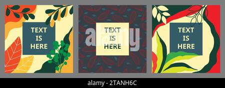 Greeting and invitations Card Set. Unique and creative universal artistic templates. for flyer, poster, invitation, cover, banner, placard, brochure Stock Vector