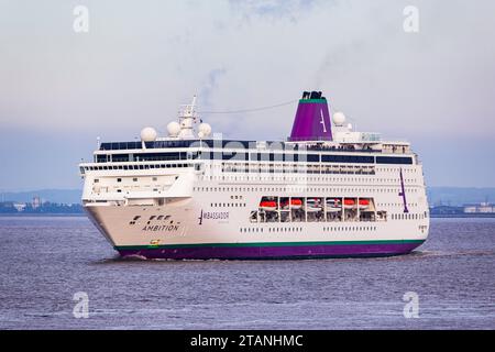 Cruise ship Ambition leaving Royal Portbury docks Stock Photo