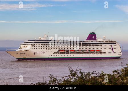 Cruise ship Ambition leaving Royal Portbury docks Stock Photo