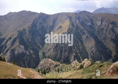 the Moldo-Ashuu pass, district of Songkol Region in western Kyrgyzstan Stock Photo