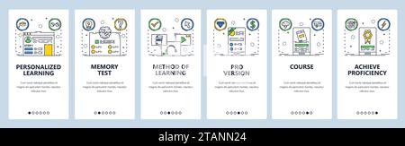 Education website and mobile app onboarding screens vector template Stock Vector