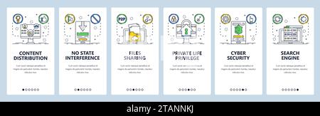 Cyber security website and mobile app onboarding screens vector template Stock Vector