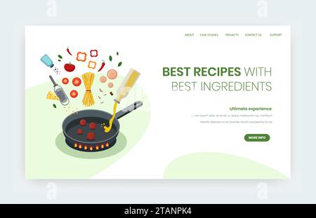 Best recipes vector website landing page design template Stock Vector