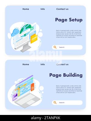 Web page development, vector website landing page template set Stock Vector