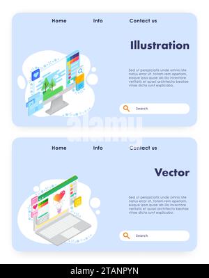 Vector art website landing page design template set Stock Vector