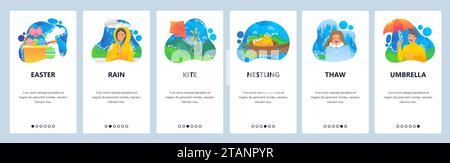 Spring website and mobile app onboarding screens vector template Stock Vector