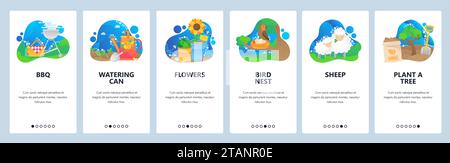 Spring website and mobile app onboarding screens vector template Stock Vector