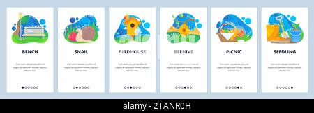 Spring website and mobile app onboarding screens vector template Stock Vector