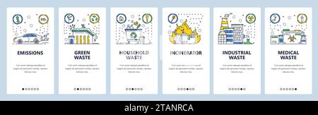 Waste management onboarding mobile app page screen vector template ...