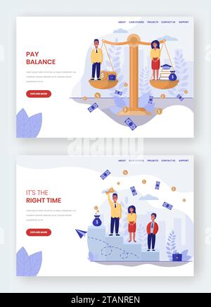 Crashed page vector website landing page template set Stock Vector