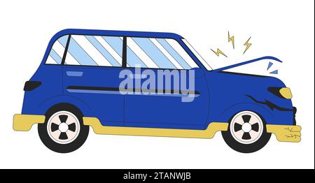 Car accident 2D linear cartoon object Stock Vector