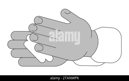 Applying cream african american cartoon human hands outline illustration Stock Vector