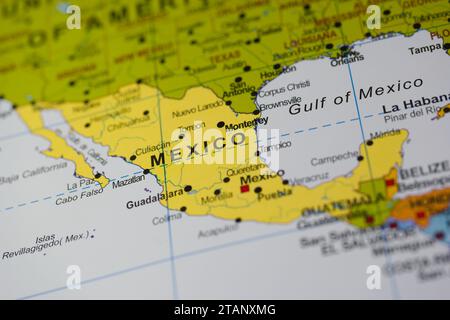 map political cartography colors close-up borders country location bokeh muasto print geography contour world bright, illuminated, close-up, close up, Stock Photo