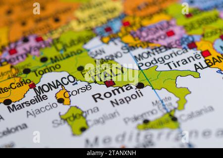 map political cartography colors close-up borders country location bokeh muasto print geography contour world bright, illuminated, close-up, close up, Stock Photo