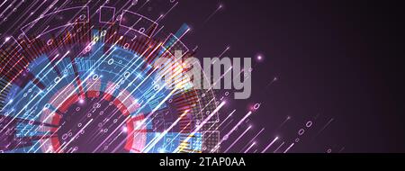 Big Data. Abstract digital futuristic vector illustration on technology background. Data mining and management concept. Hand drawn art. Stock Vector