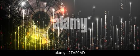 Big Data. Abstract digital futuristic vector illustration on technology background. Data mining and management concept. Hand drawn art. Stock Vector