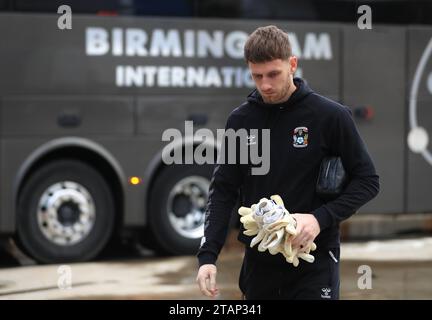 Coventry City goalkeeper Bradley Collins arrives ahead of the Sky Bet Championship match at Portman Road, Ipswich. Picture date: Saturday December 2, 2023. Stock Photo